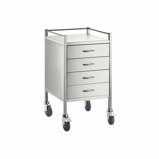 Pacific Medical Stainless Steel Trolley Four Drawer - ToBe HealthCare