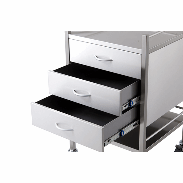 Pacific Medical Stainless Steel Trolley Three Drawer - ToBe HealthCare