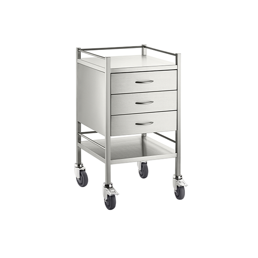 Pacific Medical Stainless Steel Trolley Three Drawer