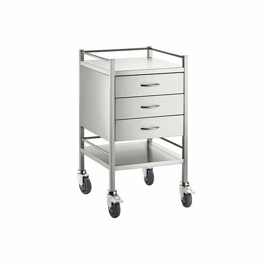 Pacific Medical Stainless Steel Trolley Three Drawer