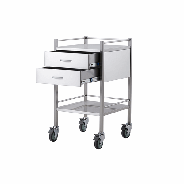 Pacific Medical Stainless Steel Trolley Two Drawer