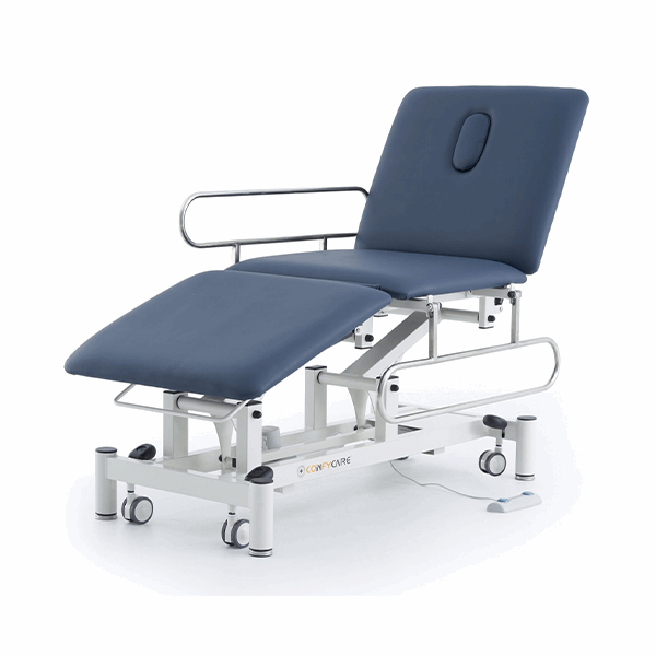 Pacific Medical Three Section Electric Medical Couch - With Drop Down Side Rails