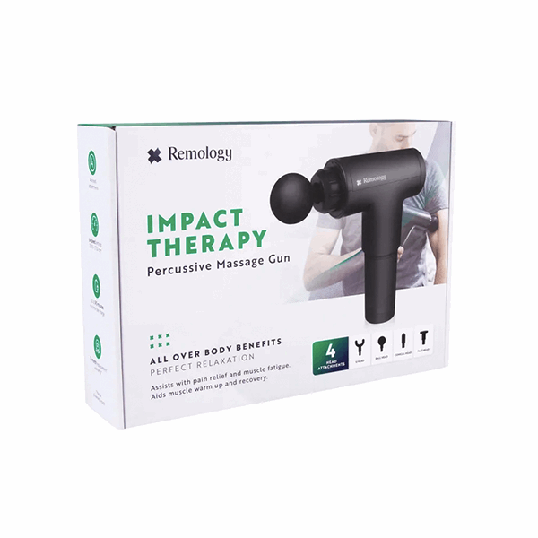 Remology Impact Therapy Vibration Percussion Massage Gun w/4 Heads Attachments