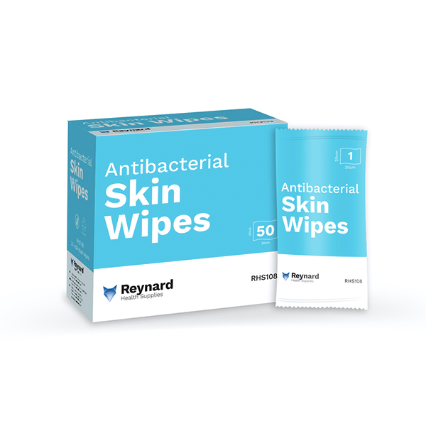 Reynard Antibacterial Skin Wipes 20cm x 20cm - 50pk