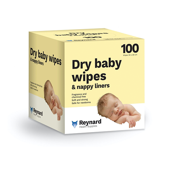 Reynard Dry Baby Wipes 100 pk - 33x29cm