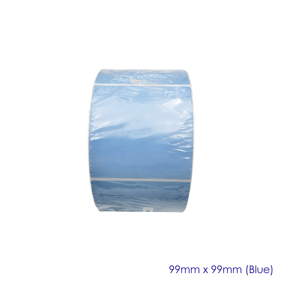Blue Matt Blank Self Adhesive Label Rolls 99x99mm, Ctn of 9000pcs