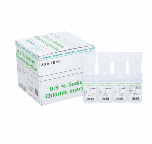 B Braun Sodium Chloride 0.9% Ampoule 10mL for Injection | Pack of 20 or 1