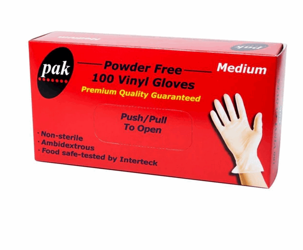 PlusPak Vinyl Gloves Powder Free Latex free PVC