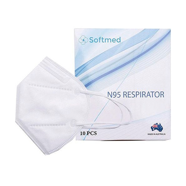 Softmed N95 Respirator and Surgical Face Mask Flat Folded Earloop BOX/10