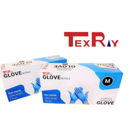 Mixed Brand TexRay / INTOCO/Handicare Medical Examination Blue Nitrile Powder Free Disposable Gloves