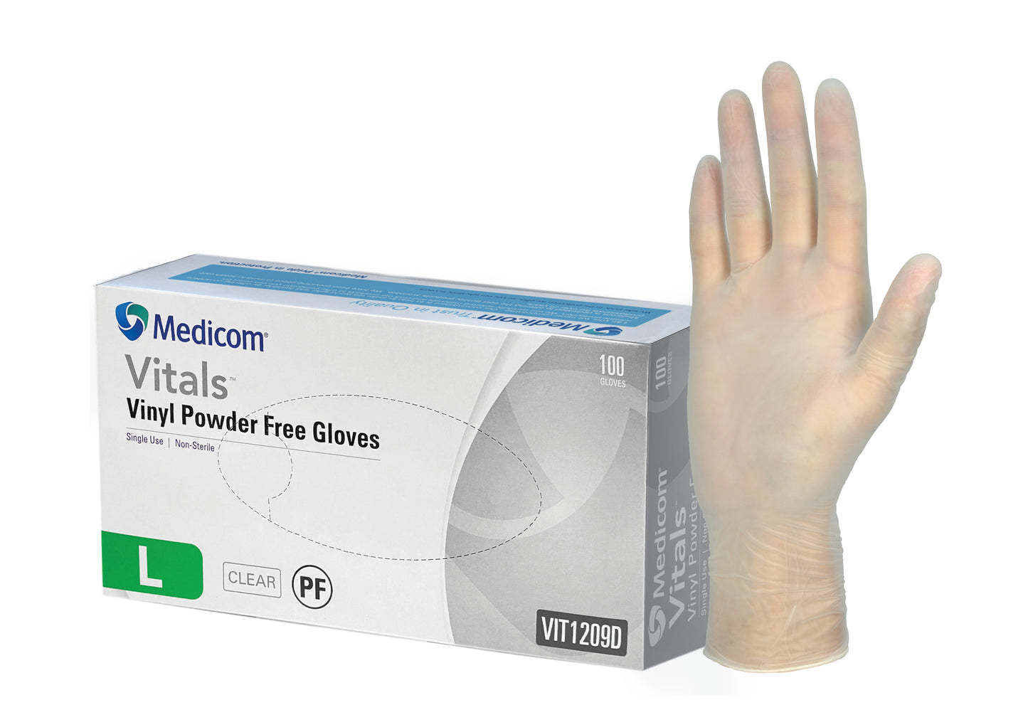 Medicom VITALS 1209 VINYL PF GLOVE-S 1X100 Clear