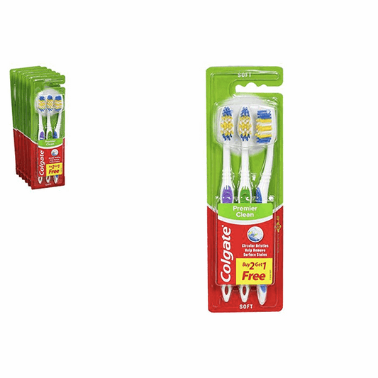 Colgate Premier Clean Soft Toothbrush - Pack of 3