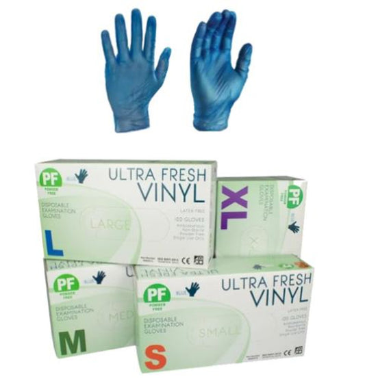 Ultra Fresh Blue Vinyl Disposable Powder Free Gloves (100pcs)