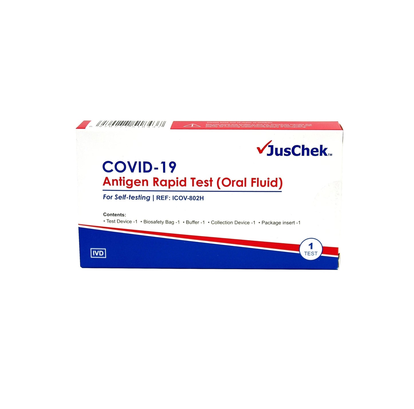 20 Tests - JusChek COVID-19 Rapid Antigen Test Kit -Single Pack-Oral ( 2026 Expiry)