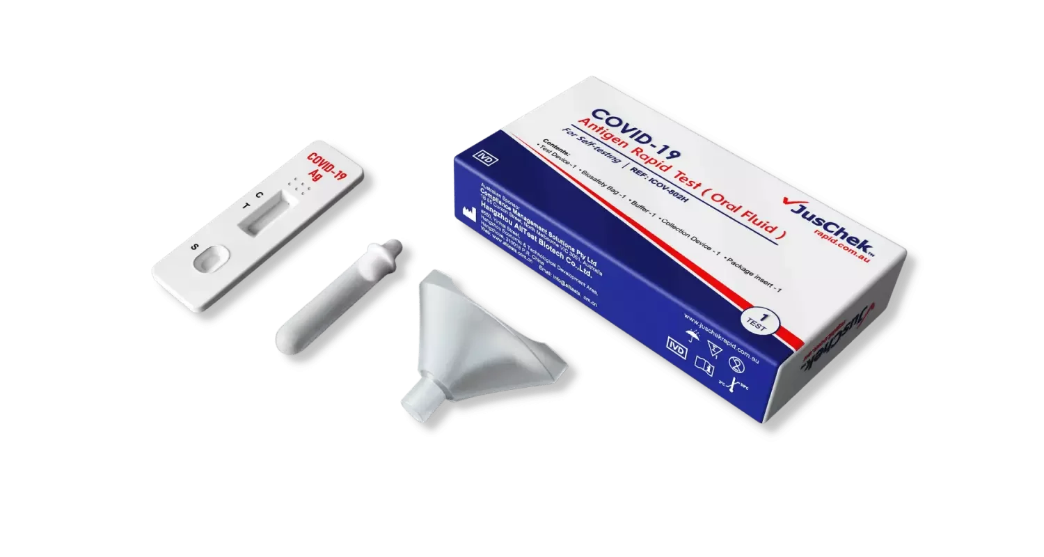 50 Tests - JusChek COVID-19 Rapid Antigen Test Kit -Single Pack-Oral-Rapid Antigen Test Kit-JusChek-TOBE GRAB