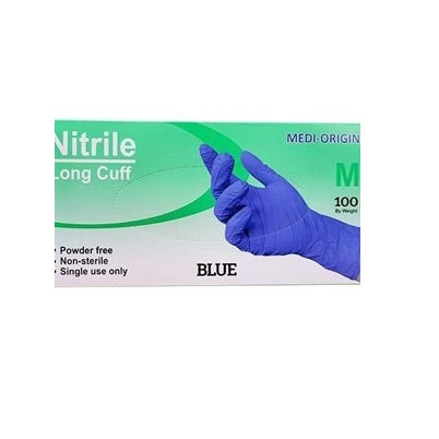 1000x Disposable Heavy Duty Latex Powder Free  Blue Nitrile Gloves-Long Cuff