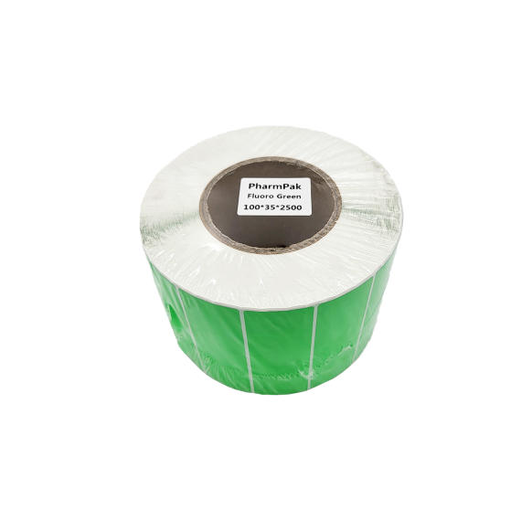 Fluro Green Self Adhesive Labels 100mm x 35mm, 125,000pcs/ctn