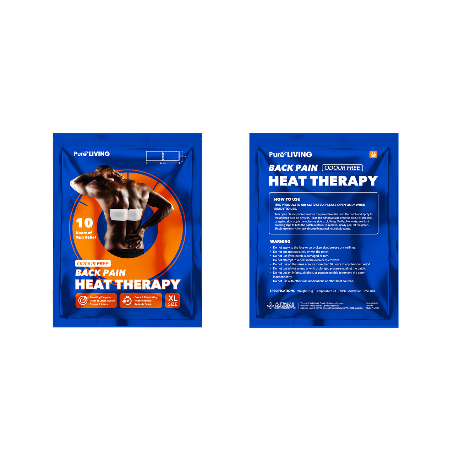 Back Pain Heat Therapy XL 3pc