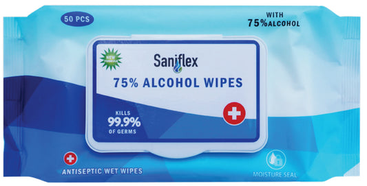 Saniflex 75% Alcohol Sanitary Wipes - 50 pack
