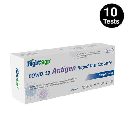 10x Tests RightSign COVID-19 Antigen Rapid Test Kits 5 Pack-(Nasal Swab)
