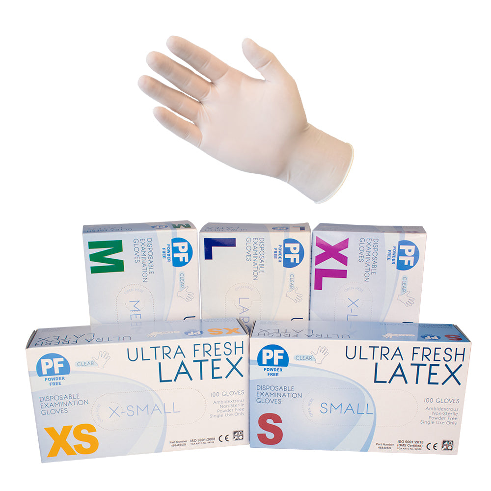 Ultra Fresh Disposable Slip Resistance Rubber Latex Exam Gloves