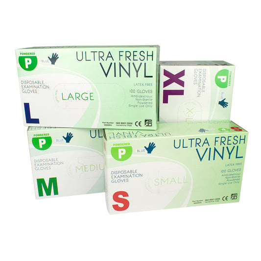 Ultra Fresh Disposable Double Layered Vinyl Latex Free Gloves
