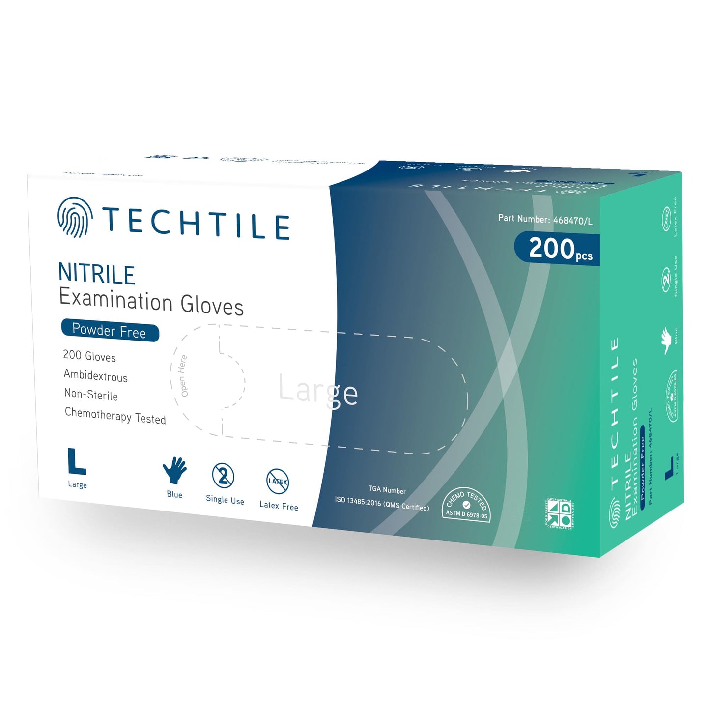 200 Packs x Techtile Disposable Examination Nitrile Chemo-Tested Powder and Latex Free Gloves