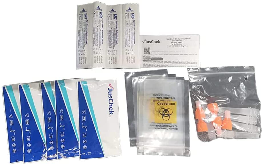 JusChek COVID-19 Rapid Antigen Test Kits - 5 Pack Nasal Swab (ARTG Identifier 374574)-Rapid Antigen Test Kit-JusChek-TOBE GRAB