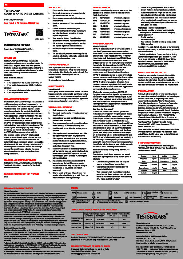 10/50/600 Tests Testsealabs Covid-19 Rapid Antigen Fast Home Self Test Kits - 5 Packs/Box