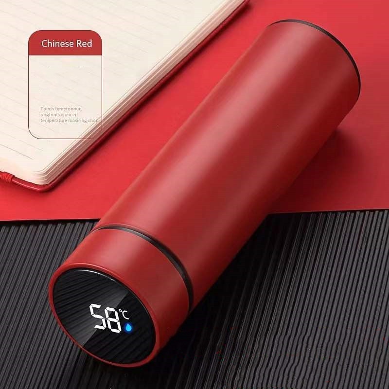 500ML Smart Vaccum Stainless Steel Water Bottle Led Digital Thermometer Cup-TOBE GRAB-red-TOBE GRAB