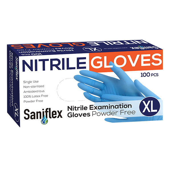 Saniflex Disposable Nitrile Medical Exam Gloves Latex Free Powder Free Blue