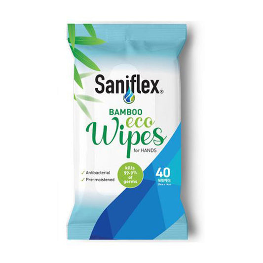 Saniflex Bamboo Eco Wipes for Hands & Surfaces 40 Pack