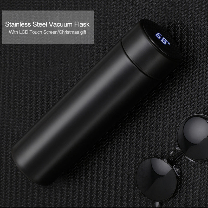 500ML Smart Vaccum Stainless Steel Water Bottle Led Digital Thermometer Cup-TOBE GRAB-black-TOBE GRAB