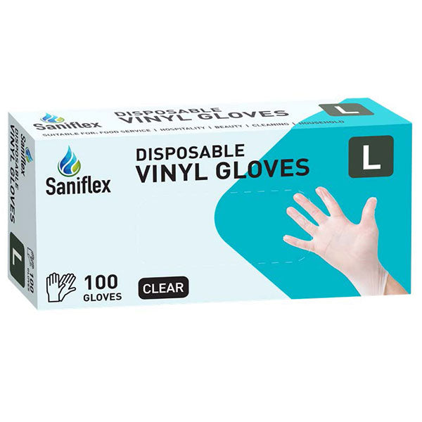 Saniflex Disposable Vinyl Gloves, Powder Free