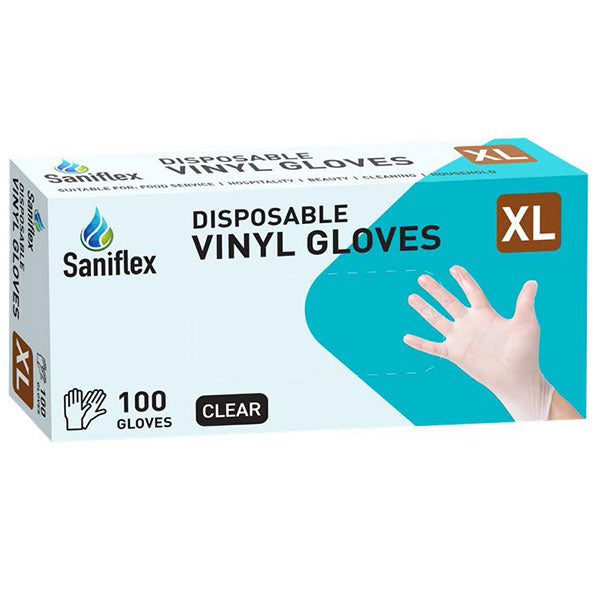 Saniflex Disposable Vinyl Gloves, Powder Free