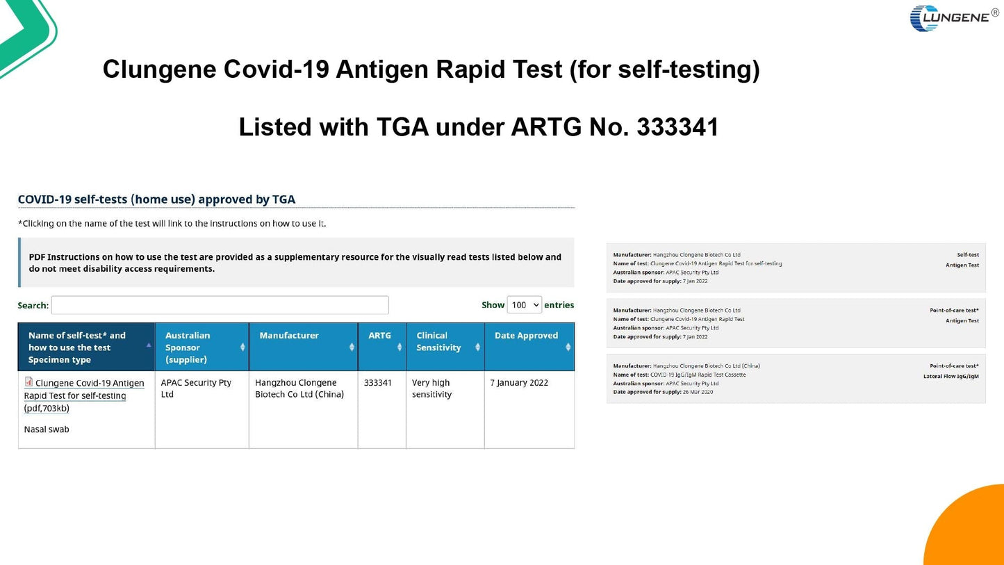 50 Tests - Clungene® COVID-19 Rapid Antigen Self Test Kit - 5 PACK/BOX-Rapid Antigen Test Kit-Clungene-TOBE GRAB